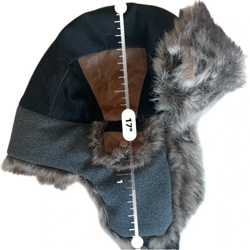 Unbranded Unisex Aviator Trapper Hat XXL Black Faux Fur Ear Flap Winter Ski Hun